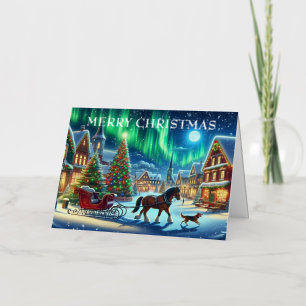 Carte De Vacances En Aluminium Village de Noël Peinture sur scène neigeuse