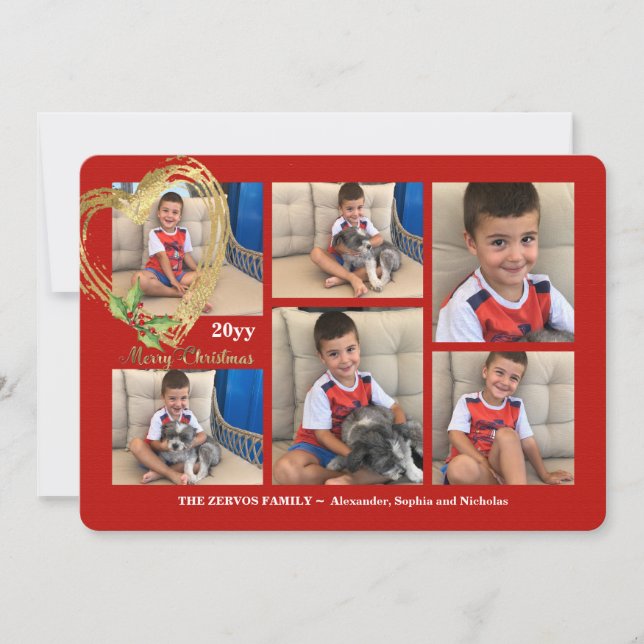 Carte de vacances en collage photo Rouge Six (Devant)