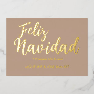 Carte de vacances en feuille d'or espagnole Feliz 