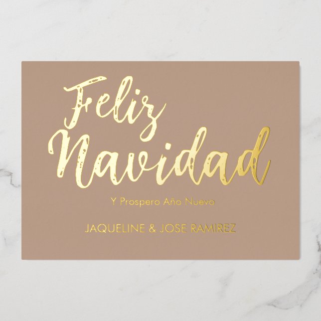 Carte de vacances en feuille d'or espagnole Feliz  (Recto)