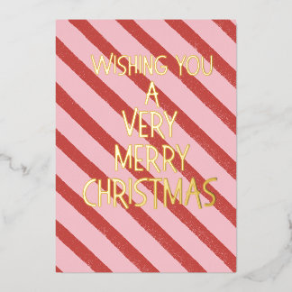 Carte de vacances en papier d'aluminium rose et ro