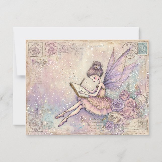 Carte de vacances Enchantée Conte de Fées Fée à pl (Devant)