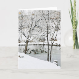 carte de vacances étang d'hiver