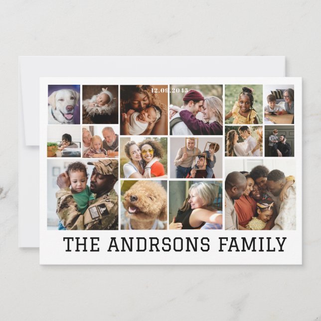 Carte de vacances familiale en collage de 16 photo (Devant)