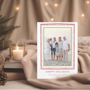 Carte de vacances familiale photo Rouge Rouille Fa