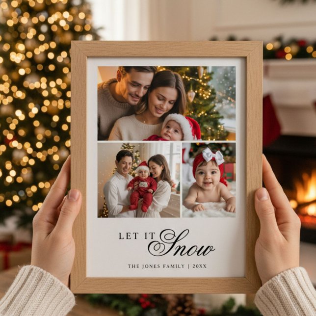 Carte de vacances familiale rustique "Qu'il neige" (Créateur téléchargé)