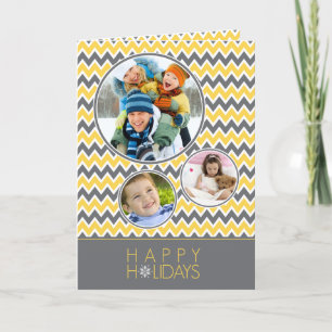 Carte de vacances famille Motif Chevron (jaune/gri