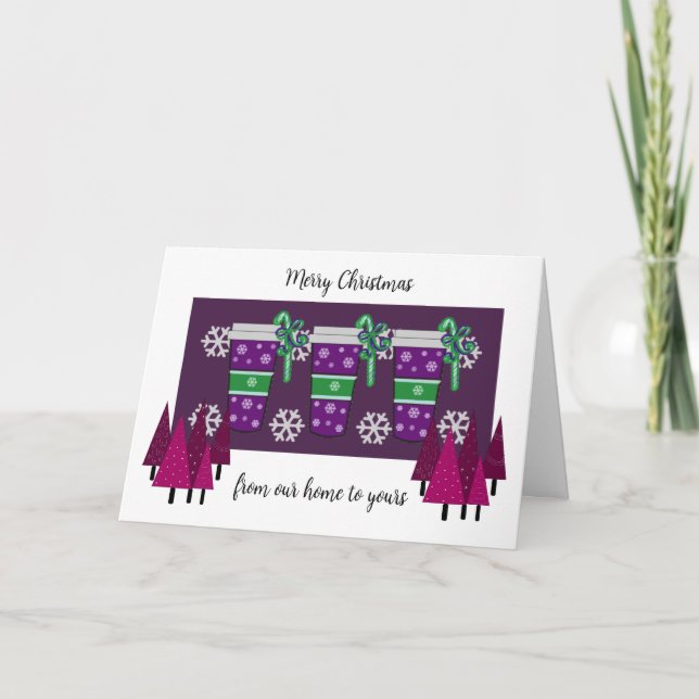 Carte de vacances fantaisiste aux arbres violets e (Devant)