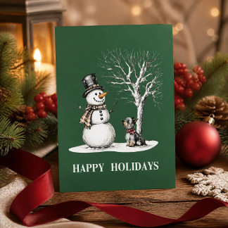 Carte de vacances fantaisiste Bonhomme de neige & 