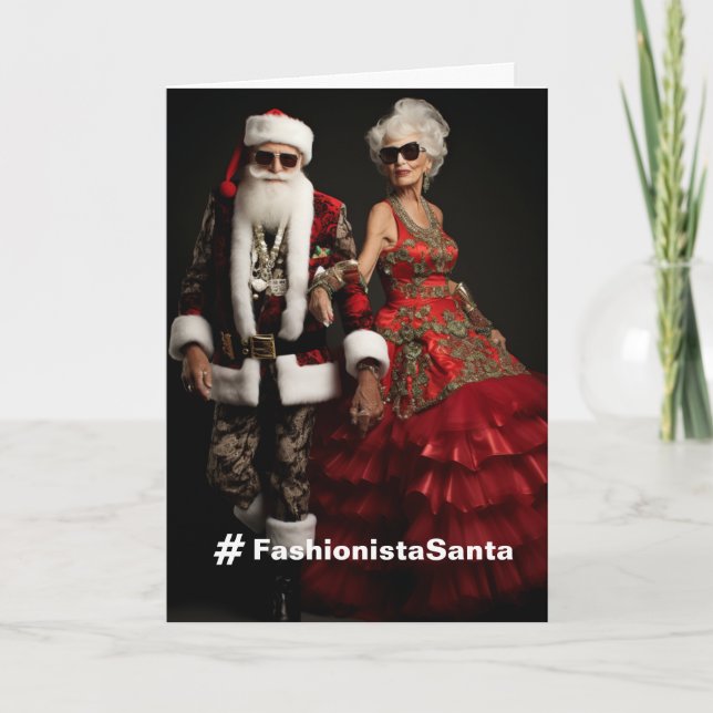 Carte de vacances Fashionista Père Noël (Devant)