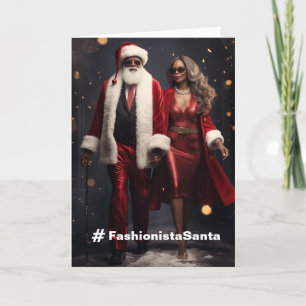 Carte de vacances Fashionista Père Noël personnali