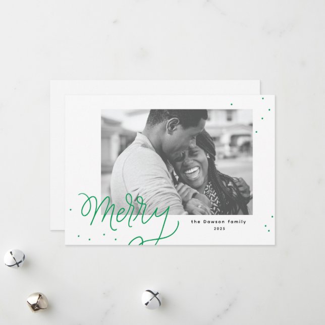 Carte de vacances festive avec confettis joyeux (Devant/Arrière en situation)