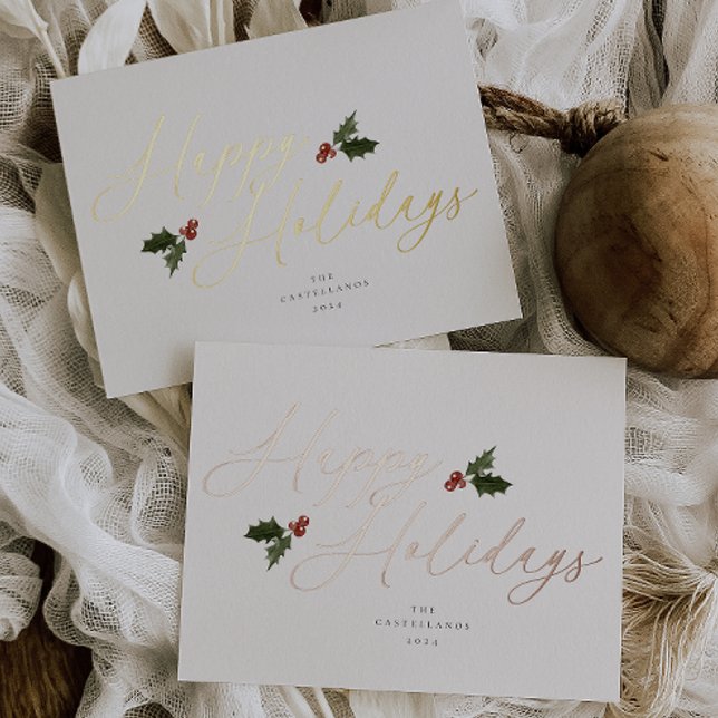 Carte de vacances festive en feuille de houx (Créateur téléchargé)