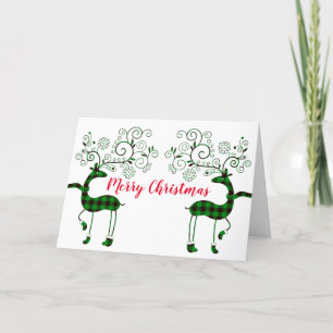 Carte de vacances Festive Plaid Reindeer