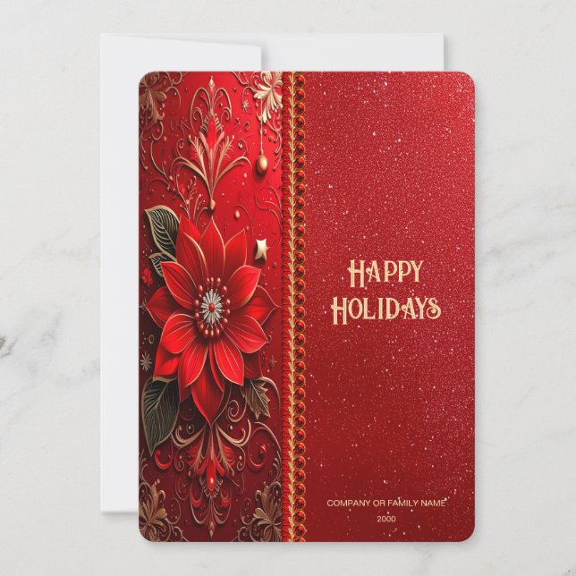 Carte de vacances Fleur Rouge Noël (Devant)