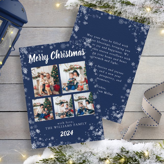 Carte de vacances Flocon de Neige Bleu Marine (Navy Blue Snow Flake Holiday Card
)
