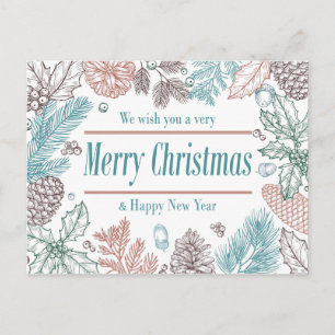 Carte de vacances florale Joyeuses Fêtes Photo