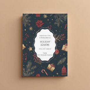 Carte de vacances florale rouge noir fantaisiste a