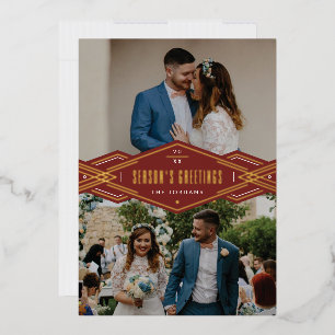 Carte de vacances Foil Deco Band 2 photos - Rouge