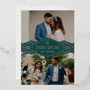 Carte de vacances Foil Deco Band 2 photos - Vert