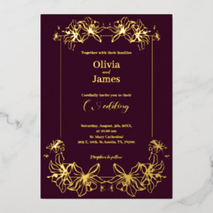 Carte de vacances Foil en or faire-part de mariage