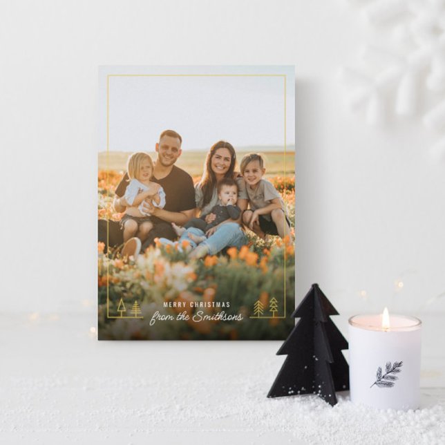 Carte de vacances Foil Foil Arbre de Noël simple (Simple Christmas Tree Frame Foil Holiday Card)