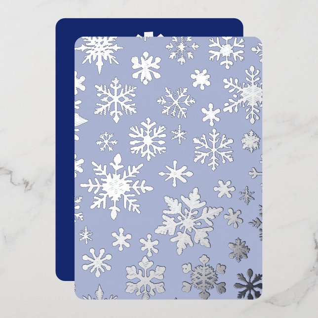 Carte de vacances Foil Foil Flat Silver bleu clair (Recto/Verso)