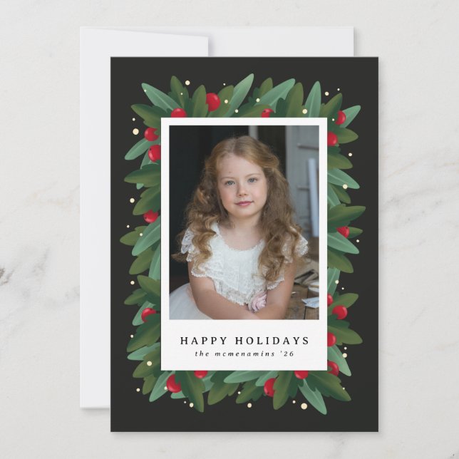 Carte de vacances Formelle Wreath and Christmas Be (Devant)