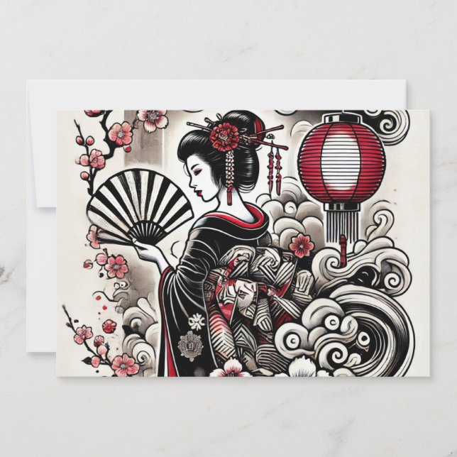 Carte de vacances Geisha Elegance Flat (Devant)