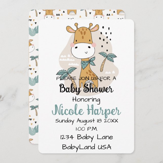 Carte de vacances Giraffe (Devant / Derrière)