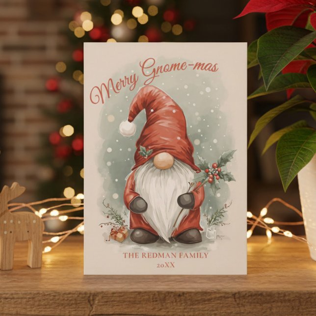 Carte de vacances Gnome de Noël Watercolor (Spread joy, one gnome card at a time!)