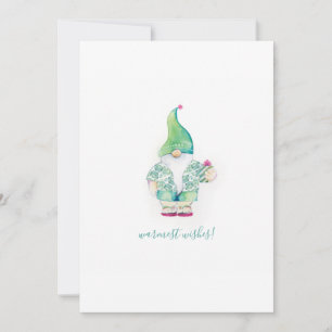 Carte de vacances Gnome Noël Aquarelle mignonne
