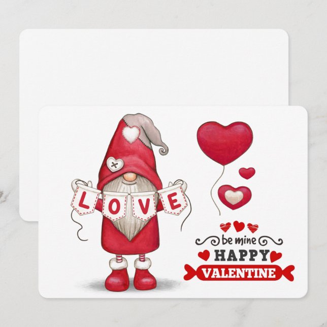 Carte de vacances Gnome Valentines (Devant / Derrière)