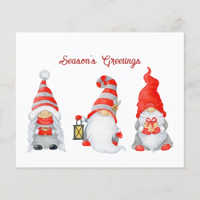Carte de vacances Gnomes de Noël mignonne budget (Devant)