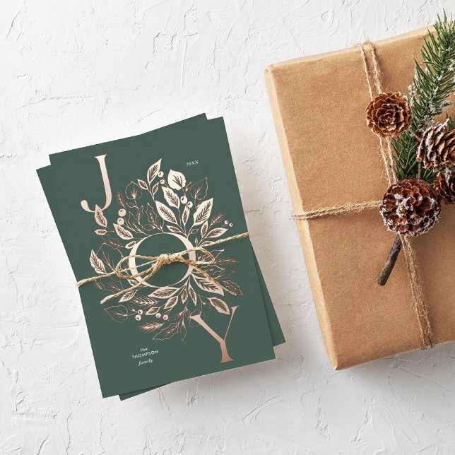 Carte de vacances Gold Foil "Shimmery Botanical Jo (Créateur téléchargé)