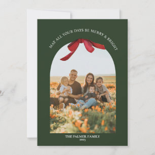 Carte de vacances Green With Painted Red Bow Photo