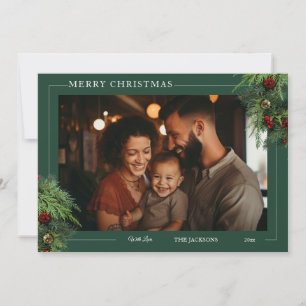 Carte de vacances Greenery Flat avec photo