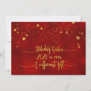 CARTE DE VACANCES HAIKU  Red Gold Foil Script amus