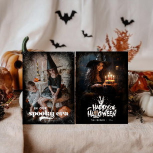 Carte de vacances Halloween en famille à l'ère Éff