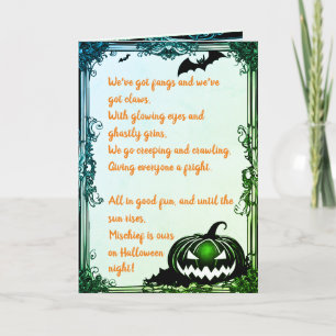 Carte de vacances Halloween nuit mal rime