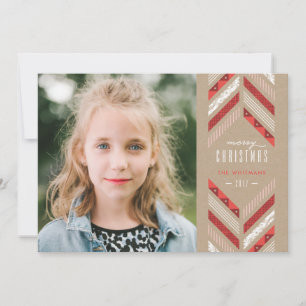 Carte de vacances Herringbone Band - Crimson