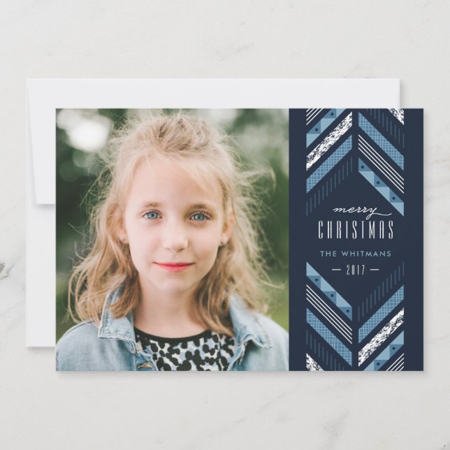 Carte de vacances Herringbone Band - Denim (Devant)