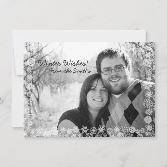 Carte de vacances hiver Snowflake avec cadre de ne (Devant)