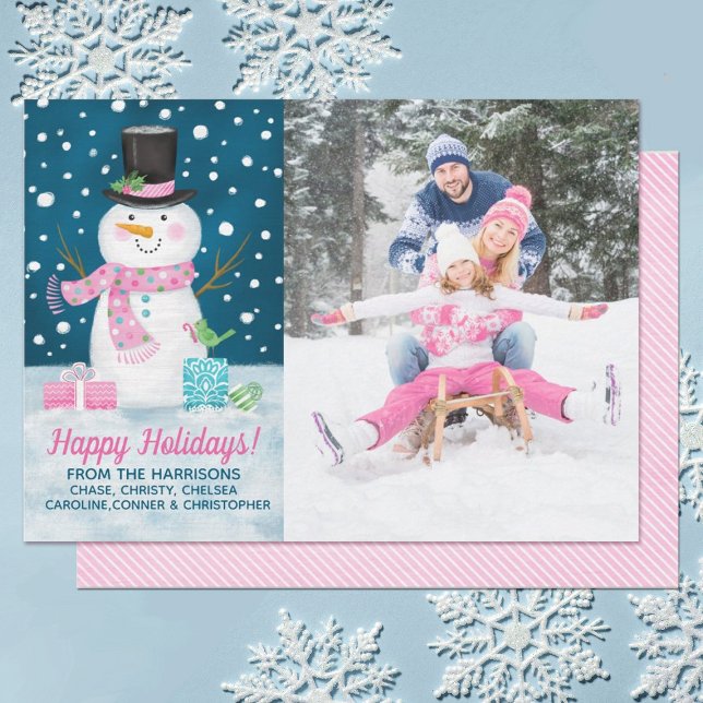 Carte de vacances hiver Snowman (A cute snowman themed Holiday Photo Christmas Card)