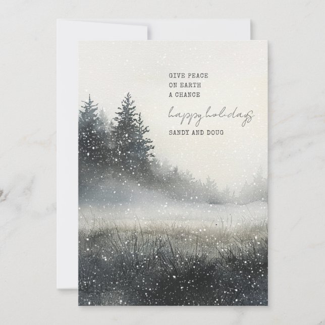 Carte de vacances hivernale à l'aquarelle de la fo (Devant)