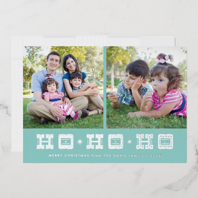 Carte de vacances Ho Ho Ho Ho Typographique Foil - (Enveloppe)