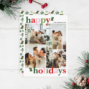 Carte de vacances Holly Merry Bright Fun Family