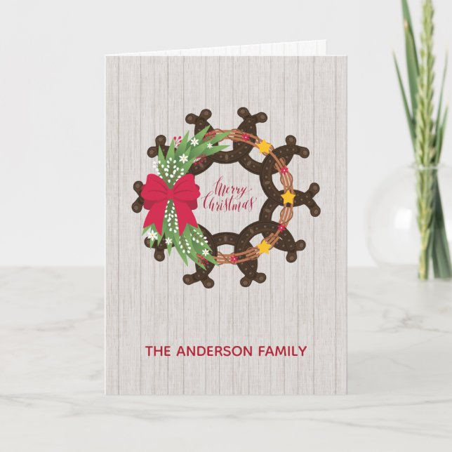 Carte de vacances Horseshoe Christmas Wreath (Devant)