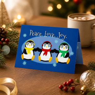 Carte de vacances jolie avec 3 pingouins
