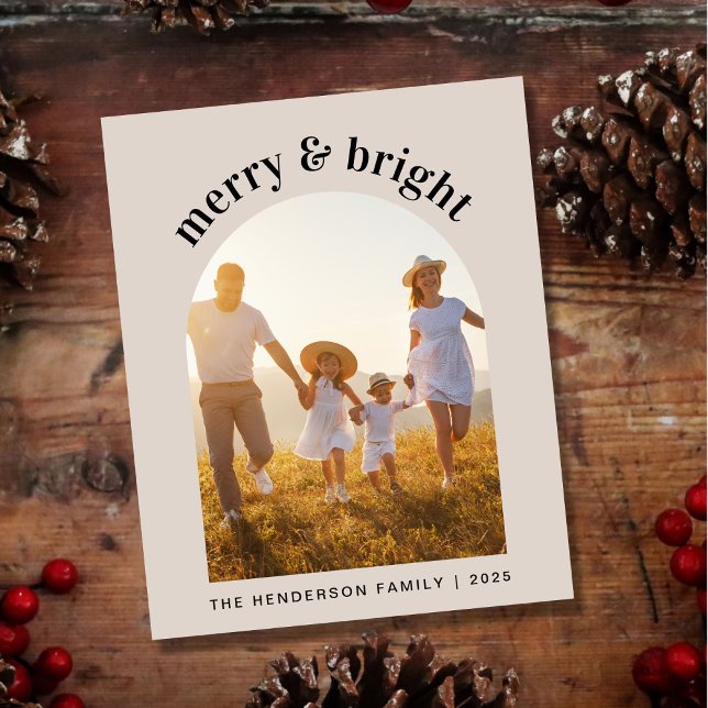 Carte de vacances Joyeuse Arche Lumineuse Photo Bu (Share the love and warmth of the season with your personalized photo Christmas card)